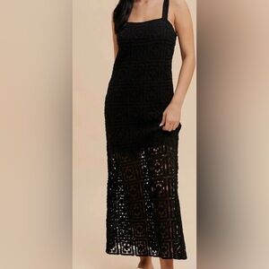 In-Loom Crochet Black Midi Dress - NWT - Medium